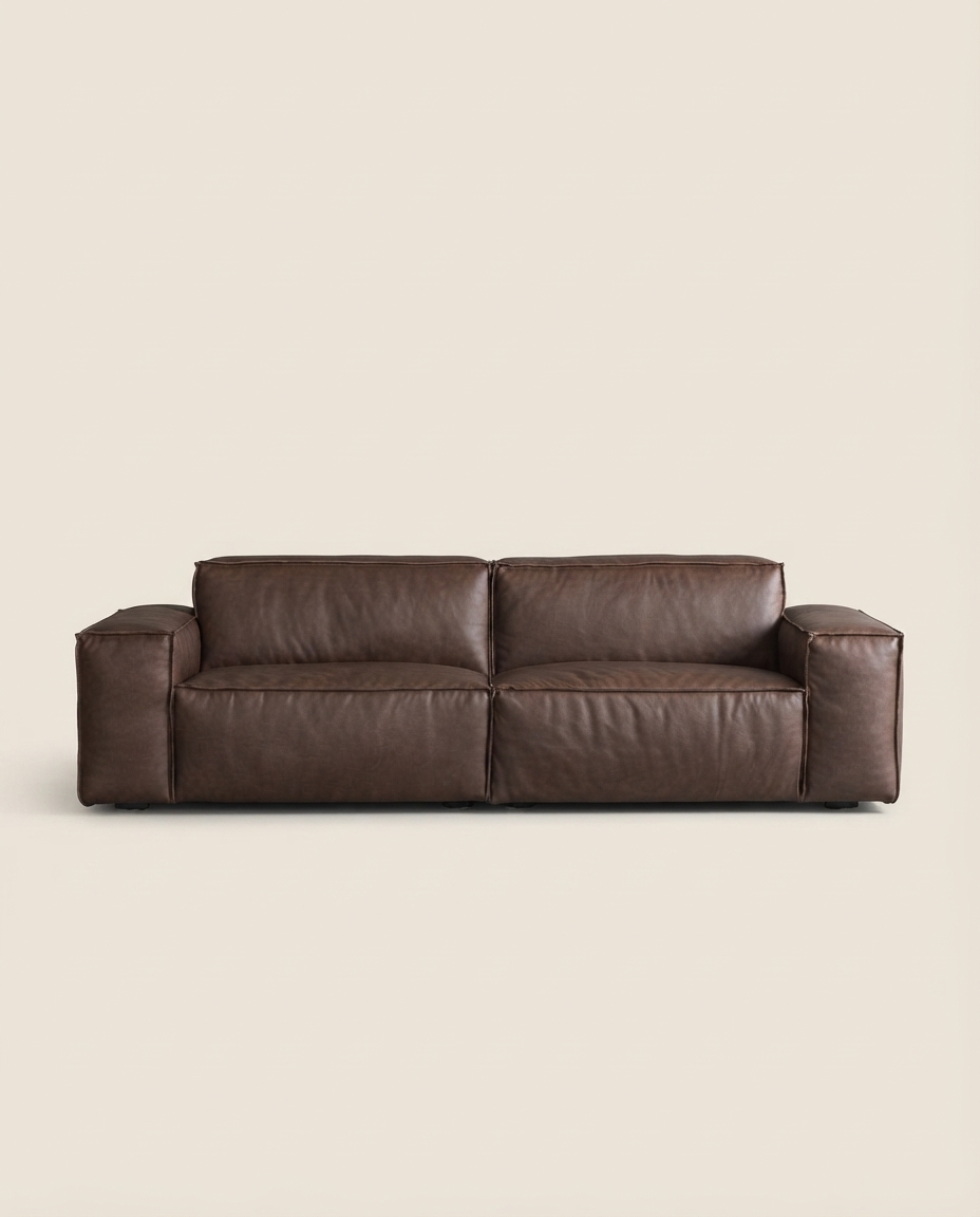 Sukoon leather sofa on beige background